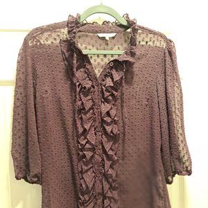 RW&CO Sheer Purple Blouse with polka dots